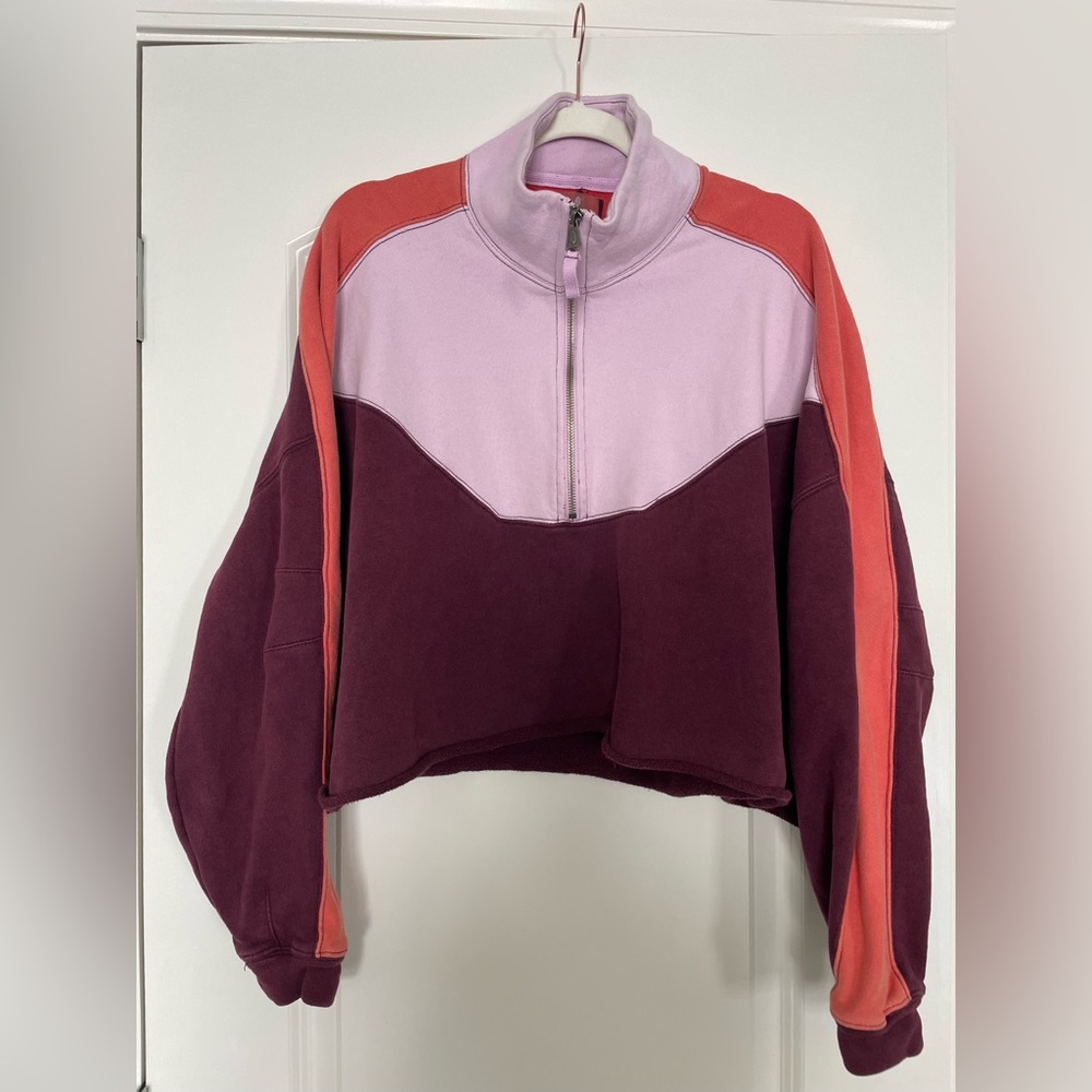 Free people split second half zip pullover xs